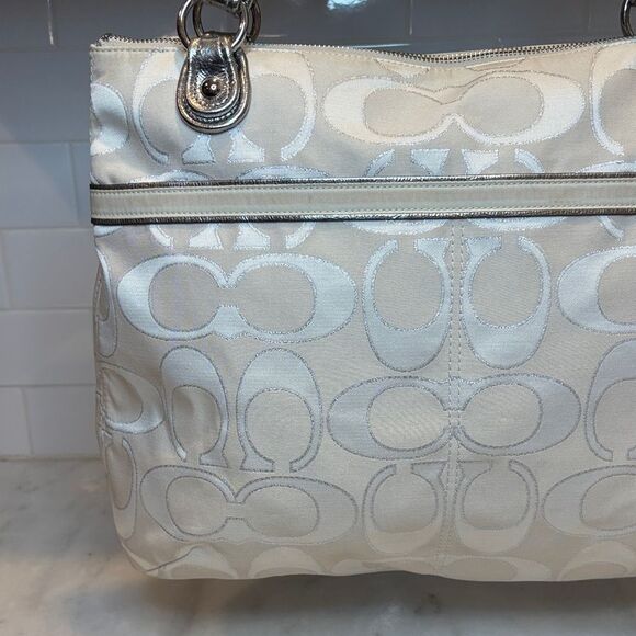 Coach Poppy Lurex Signature Jacquard Glam XL Tote Shoulder Bag - HTF - Picture 6 of 16